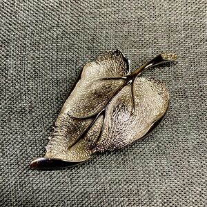 Vintage Silver Leaf Brooch